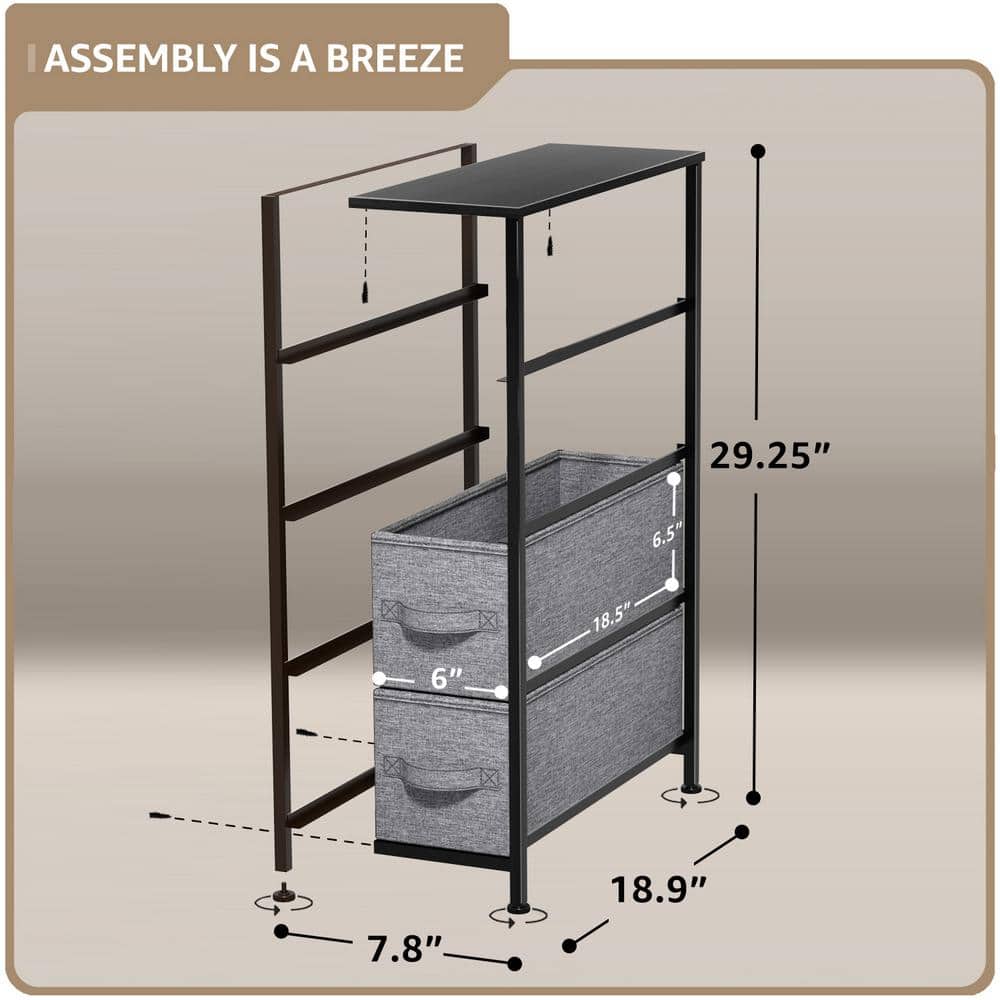 Sorbus Slim Black 4-Drawer Storage Tower with Steel Frame