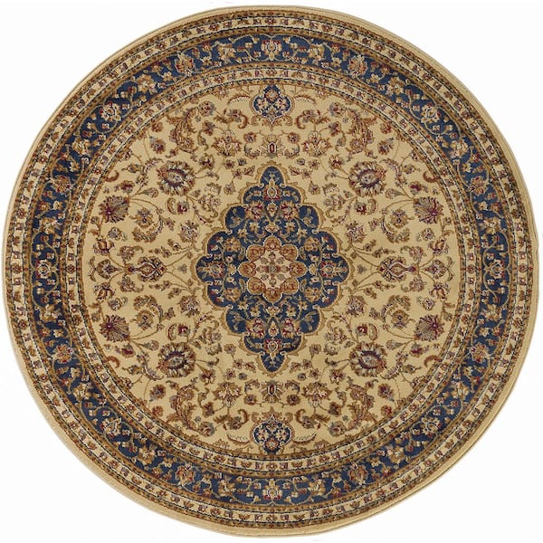 Sensation Border Ivory 6 ft. Round Indoor Area Rug