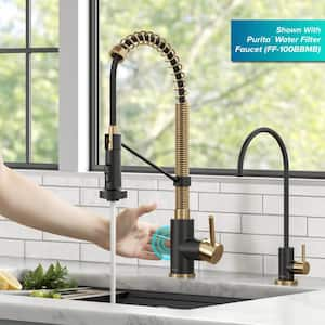 Bolden Single Handle Touchless Sensor Commercial Style Pull Down Kitchen Faucet in Brushed Brass/Matte Black