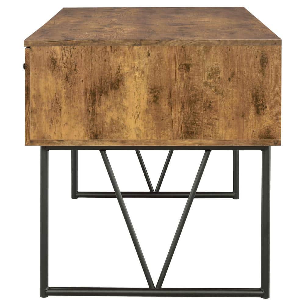 Rustic Industrial Nutmeg Brown Home Office Desk with 4 Drawers