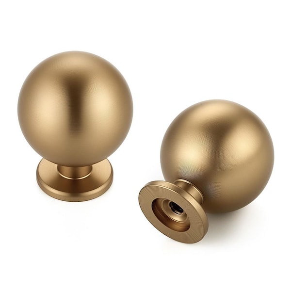 12 Pack 1 in. Champagne Bronze Cabinet Knobs Round Ball Style Solid Zinc Alloy Construction Smooth Finish Home Hardware