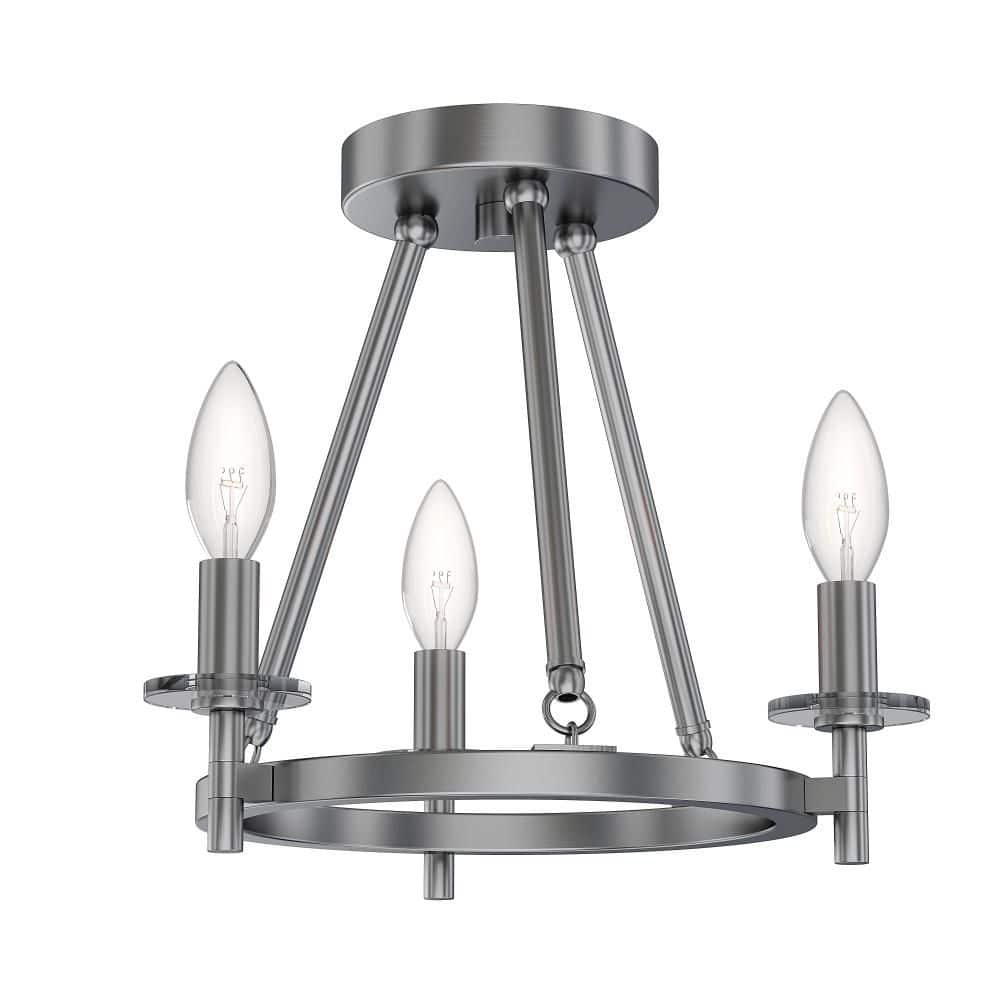 Sapello 13 in. Plug and Play 3-Light Brushed Nickel Semi Flush Mount with SkyPlug price history on PriceWatchPro