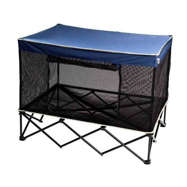 Quik Shade 3-1/2 ft. W x 2-1/2 ft. D Large Instant Pet Kennel with Mesh Bed in Navy Blue