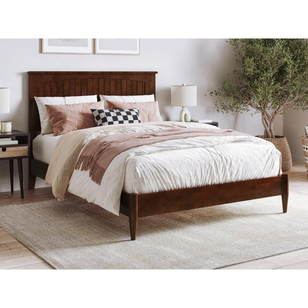 Afi Naples Walnut Brown Solid Wood Frame Full Low Profile Platform Bed 