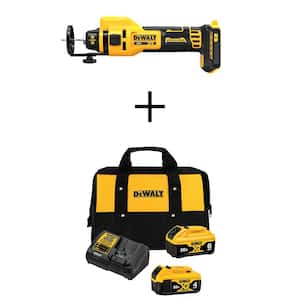 20V XR Lithium-Ion Cordless Rotary Drywall Cut-Out Tool with 20V MAX XR Premium 6.0Ah and 4.0Ah Batteries and Charger