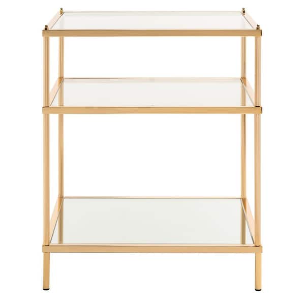 SAFAVIEH Noelia 22 in. Gold Rectangle Glass End Table