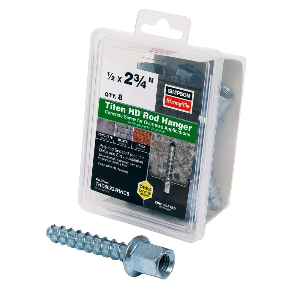 Simpson Strong-Tie Titen HD 1/2 in. x 2-3/4 in. Threaded Rod Hanger  (8-Pack) THD50234RHC8 - The Home Depot