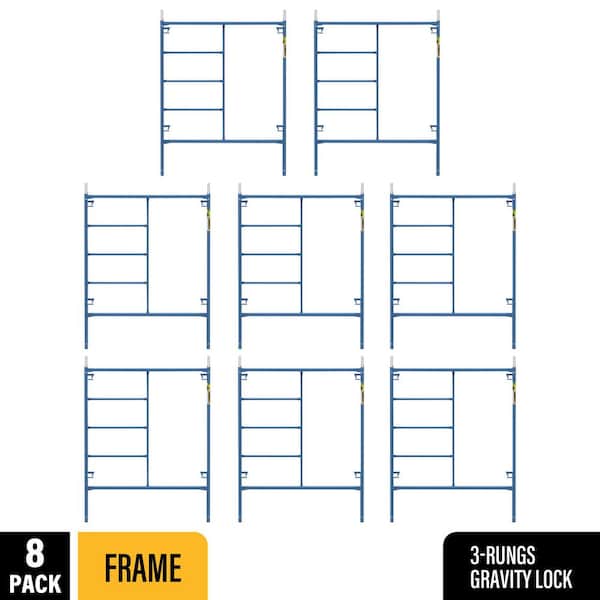 Saferstack Series 76 in. x 60 in. Blue Standard Mason Scaffold Frame, (8-Pack)