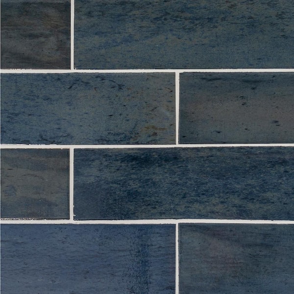 Jeffrey Court Typhoon Blue 3 in. x 18 in. Subway Gloss Porcelain Wall and Floor Tile (0.336 sq. ft./Each)