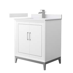 Marlena 30 in. W x 22 in. D x 35.25 in. H Single Bath Vanity in White with White Cultured Marble Top
