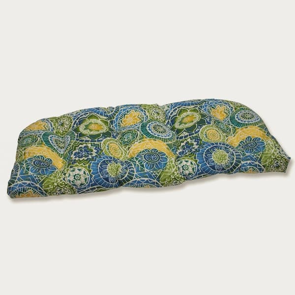 Pillow Perfect Other Rectangular Outdoor Bench Cushion in Blue