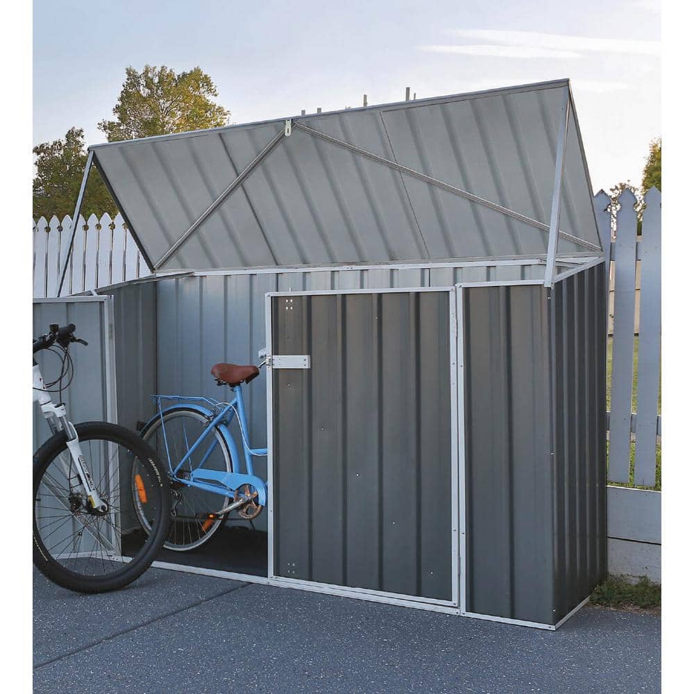 Absco 7.5 x 2.5 ft Gray Metal Bike Shed Kit