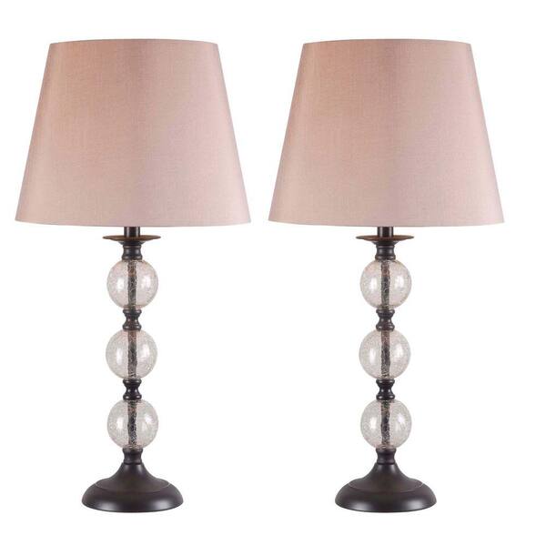 Kenroy Home Crackle 28 in. Copper Bronze Table Lamp (2-Pack)