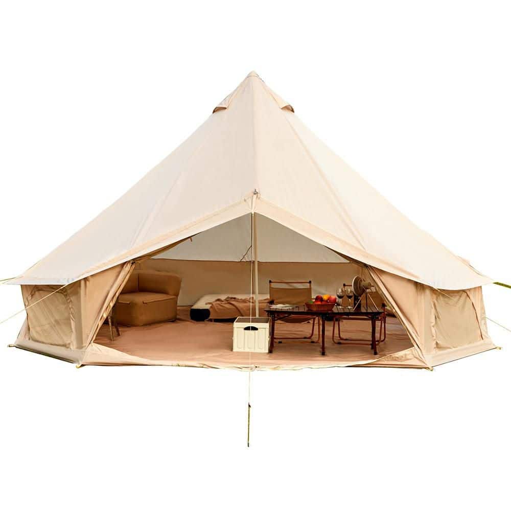 Trailblazer 13 ft. Beige Bell Tent with Stove Jack and Removable