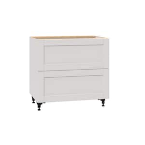 Shaker Assembled 36x34.5x24 in. 2-Drawer Base Cabinet for Cooktop with 1-Hidden Inner Drawer in Vanilla White