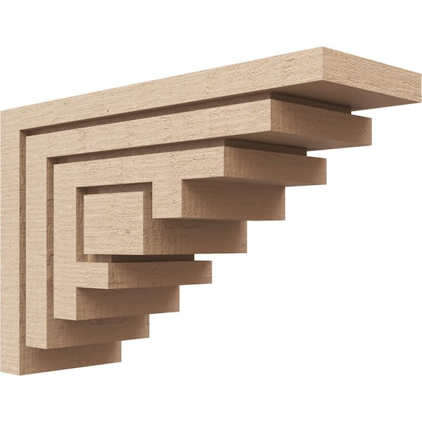 Ekena Millwork Classic Series 3 5 in. x 15 in. x 10 in. Landon Rough Cedar Woodgrain Timberthane Polyurethane Corbel in Primed Tan