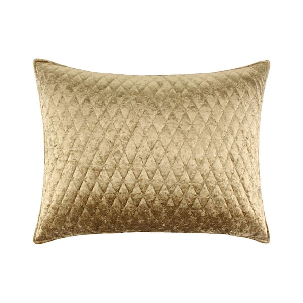 LEVTEX HOME Vetriana Gold Diamond Quilting Polyester Velvet Microfiber Standard Sham