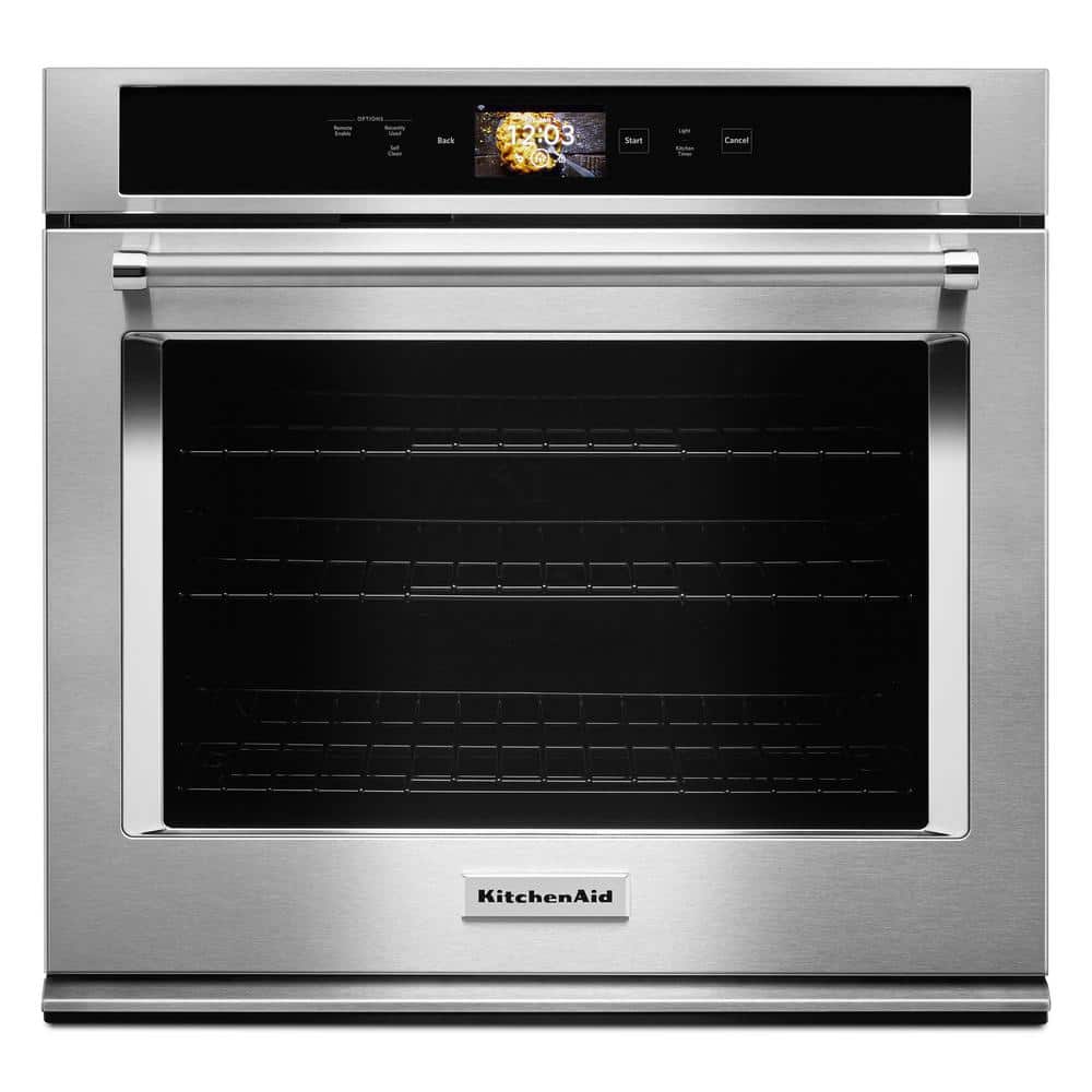 KitchenAid 30 in. Single Electric Smart Wall Oven with Powered Attachments in Stainless Steel, Silver