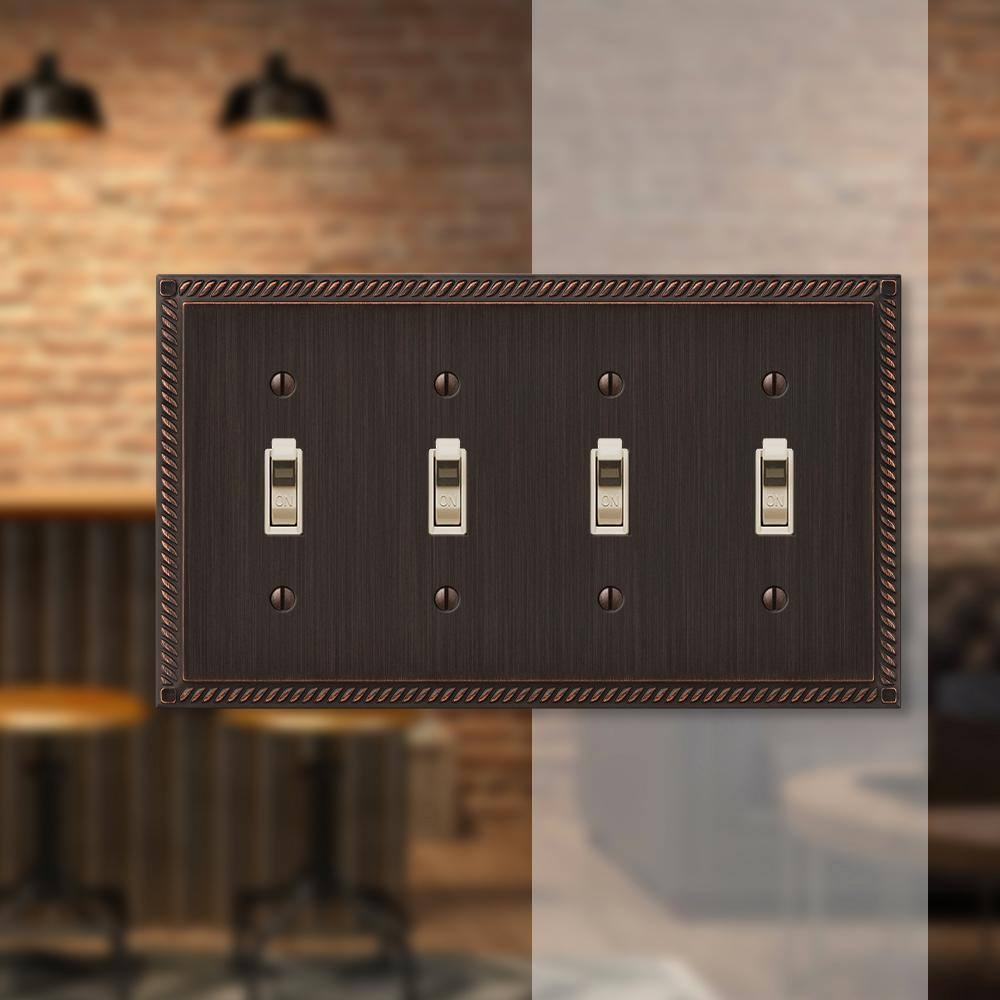 Aged Bronze Quad Toggle Cast Metal Wall Plate