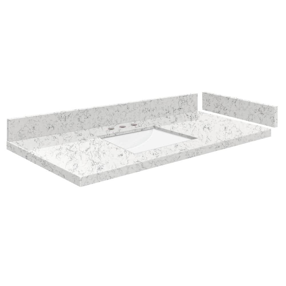 Silestone 40.25 in. W x 22.25 in. D Quartz White Rectangular Single Sink Vanity Top in Lyra price history on PriceWatchPro