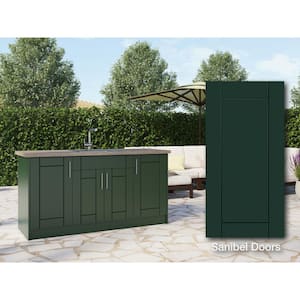 Sanibel Emerald Green 13-Piece 67.25 in. x 34.5 in. x 25.5 in. Outdoor Kitchen Cabinet Island Set