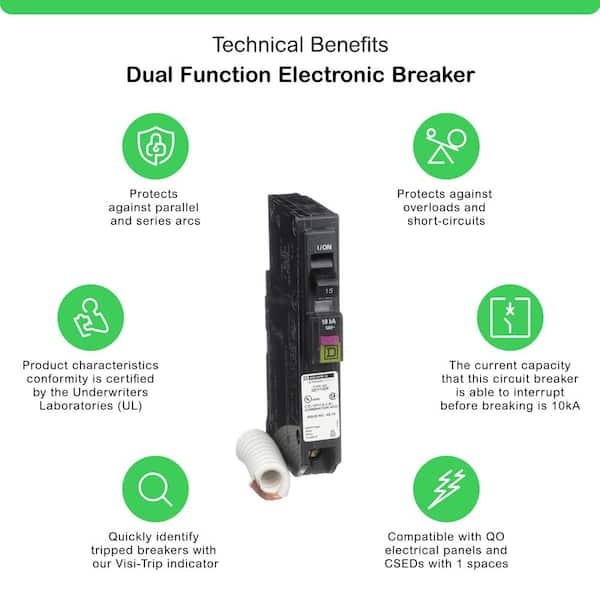 QO 15 Amp Single-Pole Dual Function (CAFCI and GFCI) Circuit Breaker