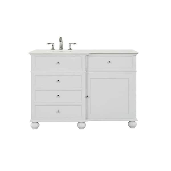 Home Decorators Collection Hampton Harbor 48 in. W x 22 in. D in Dove Grey Bath Vanity with Cultured Marble Vanity Top in White with White Sink