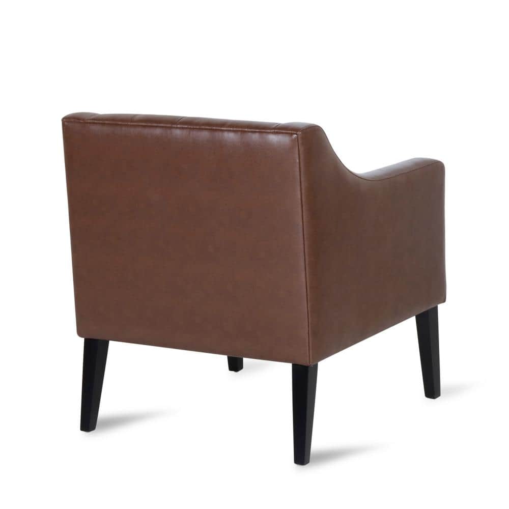 Espresso Elegance Faux Leather Square Arm Side Chair