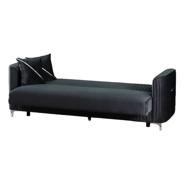 Ottomanson Zebra Convertible 89.76 in. Gray Microfiber 3-Seater
