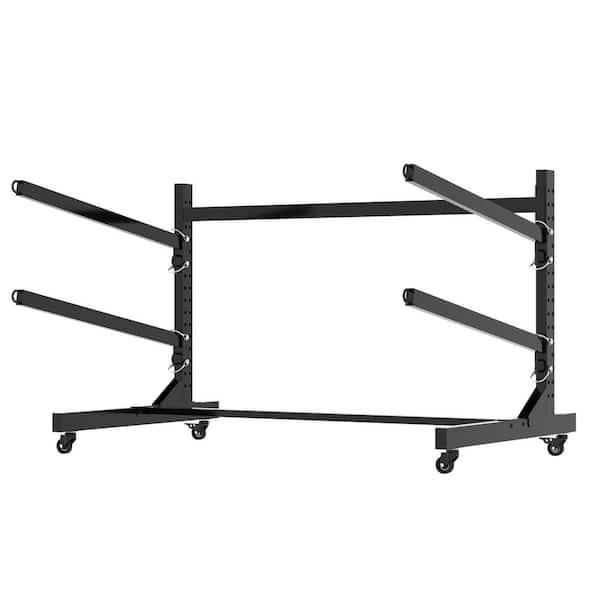 26.8 in. H Freestanding Kayak Storage Rack, Holds 2 Kayaks, Heavy-Duty Adjustable Stand with Lockable Wheels for Kayak