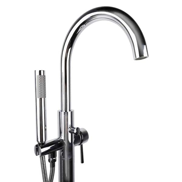 PELHAM & WHITE Single-Handle Modern Tube Freestanding Tub Faucet with Hand Shower in Polished Chrome