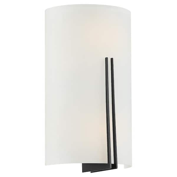 Access Lighting Prong 6.75 in. Matte Black Sconce with White Glass Shade