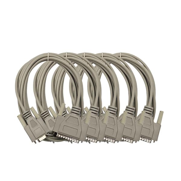 Micro Connectors, Inc 10 ft. AT Modem Serial (DB9 Female to DB25 Male) Cable Gray 5-Pack