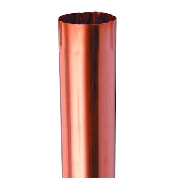 3 in. x 10 ft. Copper Plain Round Downspout