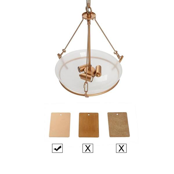 Zevni Combin Frosted Glass Pendant Light, 11.5 in. 3-Light Gold