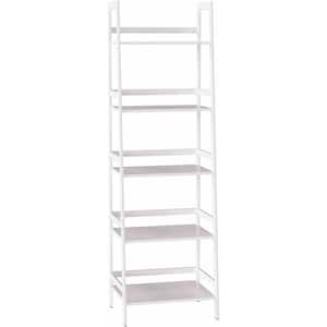 5-Tier White Wood Plant Stand Ladder Shelf Black Bookshelf Modern Open Bookcase for Bedroom Living Room Office