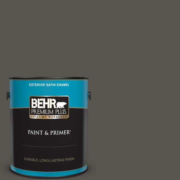 BEHR PREMIUM PLUS 1 gal. #790D-7 Black Bean Satin Enamel Exterior Paint & Primer
