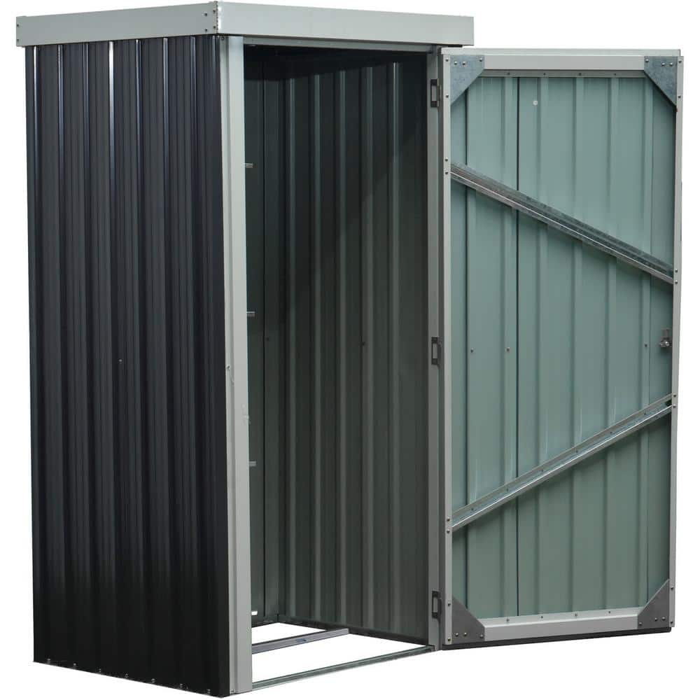 Hanover Dark Gray and White Galvanized Steel Patio Storage Shed