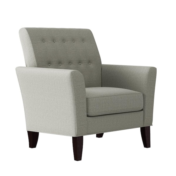 Handy Living Walden Dove Gray Linen Button-Tufted Modern Arm Chair