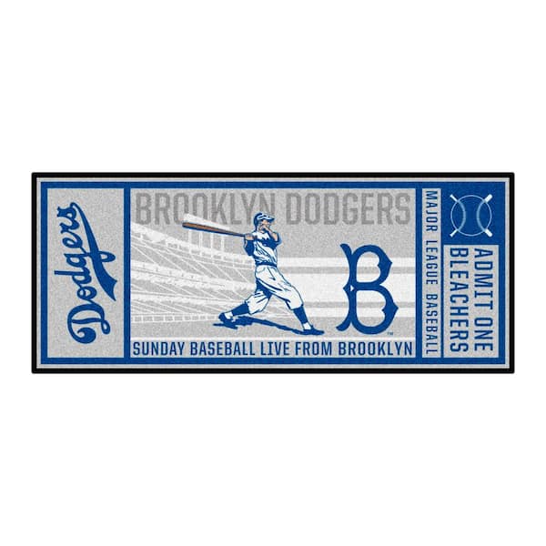 FANMATS Brooklyn Dodgers Gray 2 ft. 6 in. x 6 ft. Ticket Runner Rug