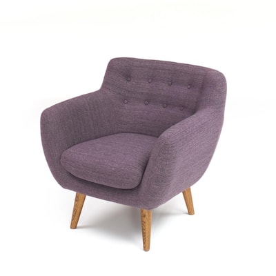 Rhodes Purple Mid Century Modern Tufted Arm Chair