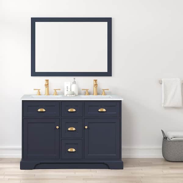 Eviva Epic 48 in. W x 22 in. D x 34 in. H Double Bathroom Vanity in Charcoal Gray with White Quartz Top with White Sinks