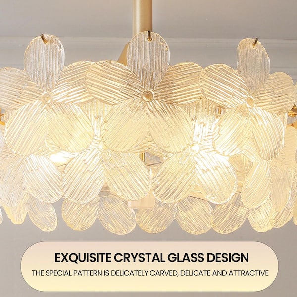 KAISITE 19 in. Indoor Modern Enclosed Crystal Flower Gold