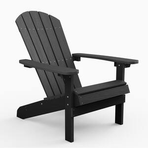 Classic Black Plastic Outdoor Patio Adirondack Chair