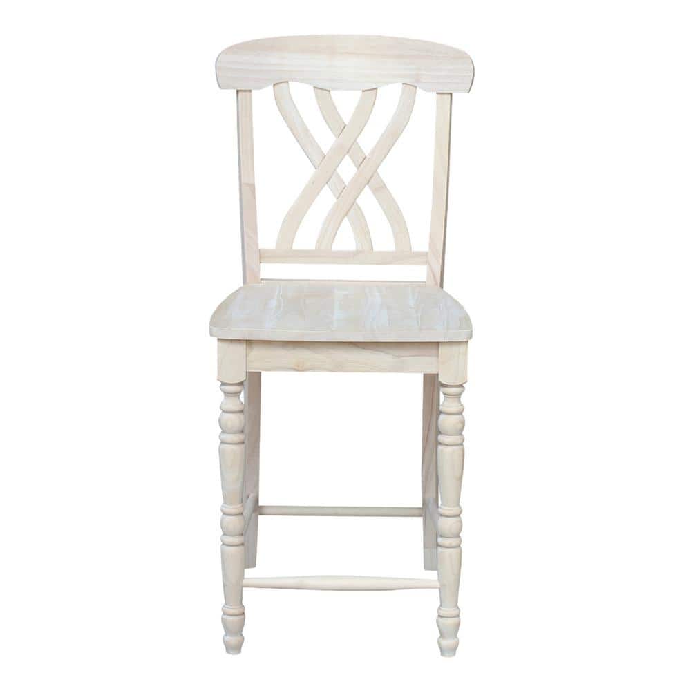 24" Unfinished Parawood Lattice Counter Height Barstool