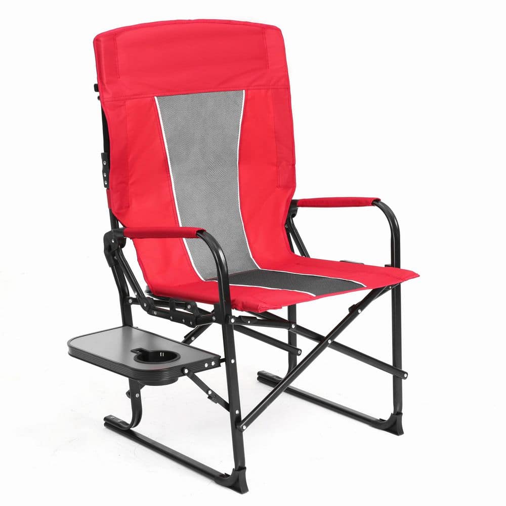 Red Steel Folding Lawn Chair, Portable Heavy Duty Camping Beach Chair with Adjustable Chair Back, Side Table & Pocket price history on PriceWatchPro