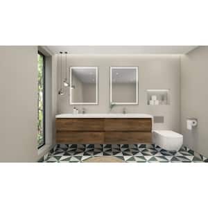 Bohemia 84 in. W Bath Vanity in Rosewood with Reinforced Acrylic Vanity Top in White with White Basins
