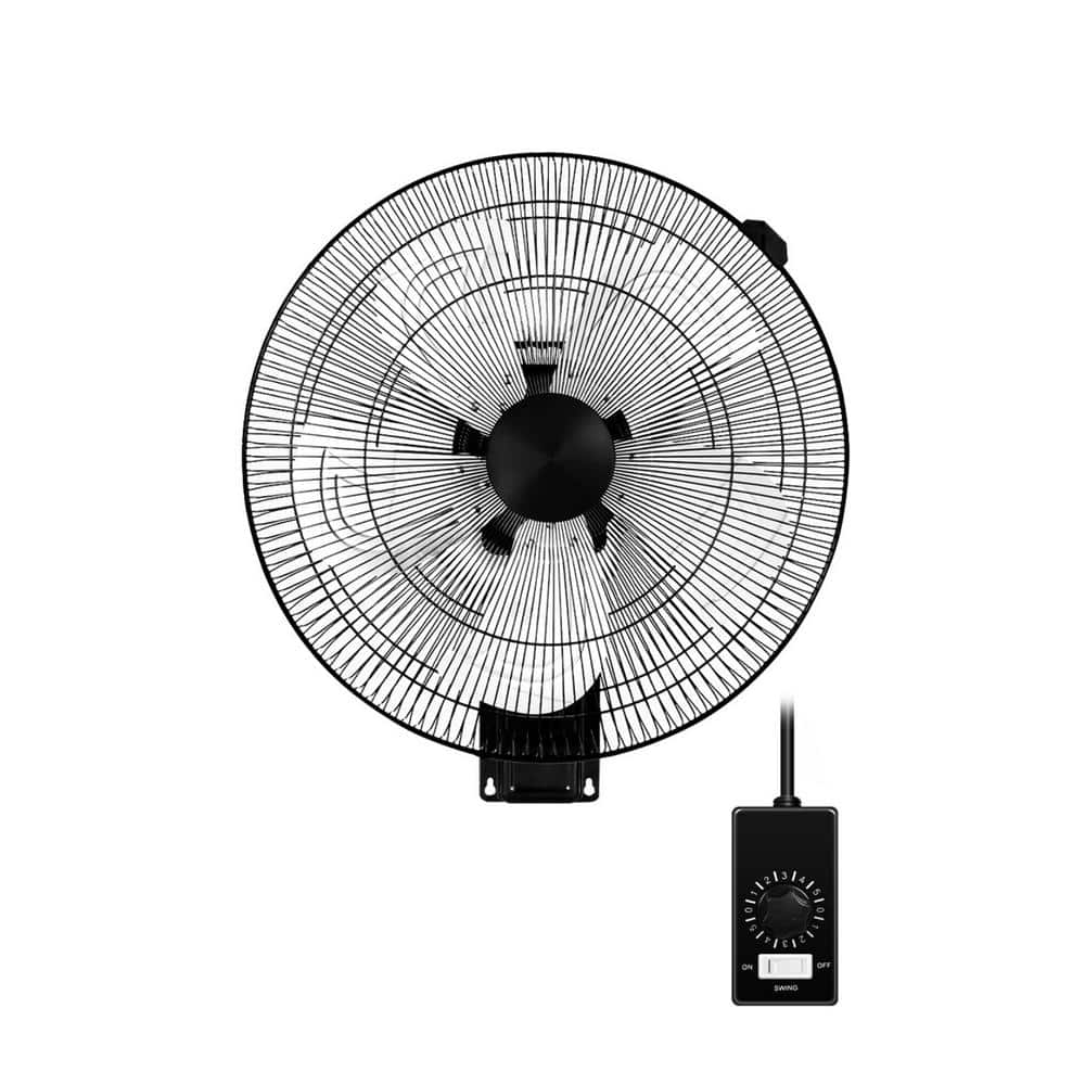 Aoibox 18 in. 5 Speed Settings Metal Wall Mount Fan in Black for Household  Commercial, 90 Degree Horizontal Oscillation, 1-Pack SNSA11FN013 - The Home  