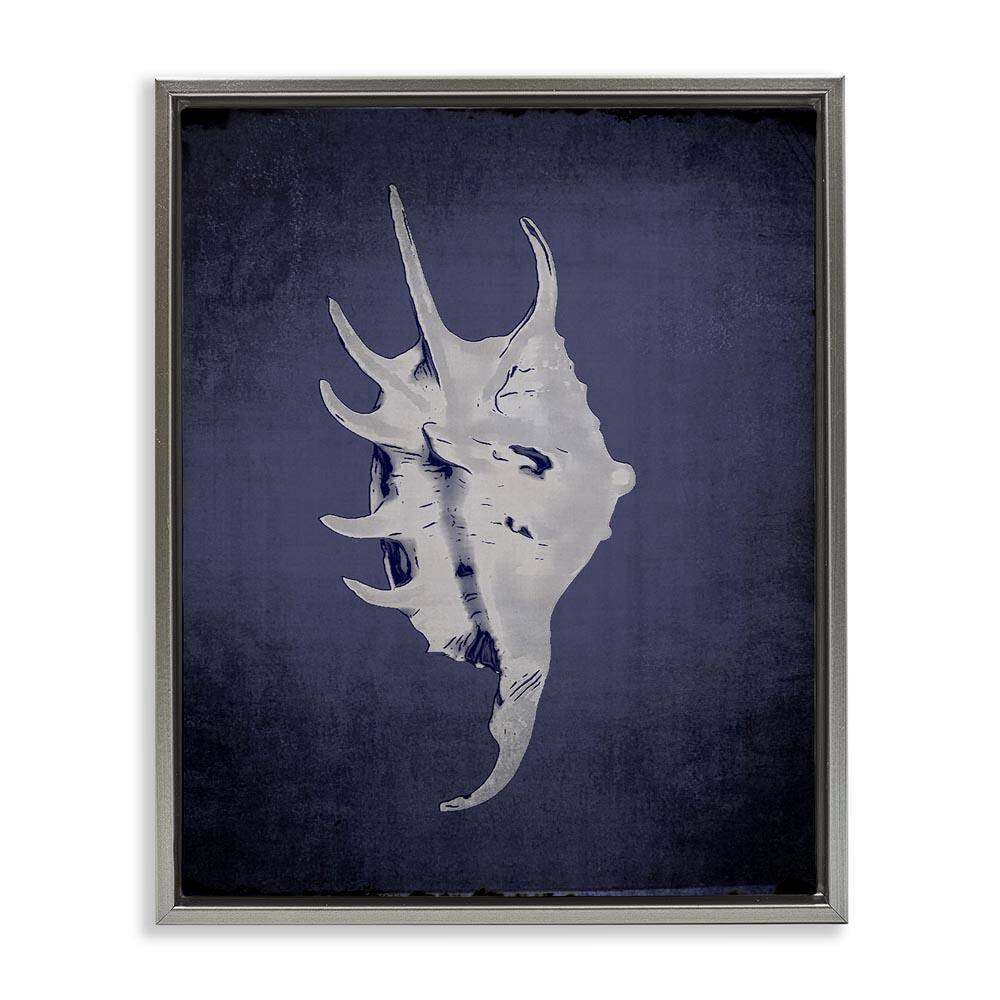 Spider Conch on Indigo by Graffi tee Studios Gray Floater Frame Coastal Graphic Art Print 21 in. x 17 in. price history on PriceWatchPro