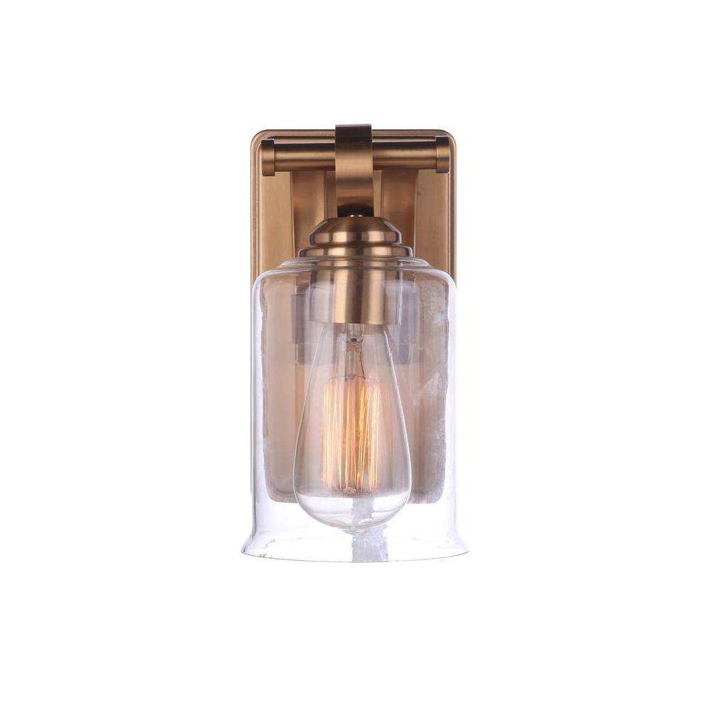 Elegant Romero Satin Brass Wall Sconce with Clear Glass Globe